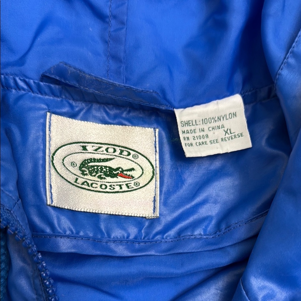 Izod Lacoste Vibrant Blue Nylon Jacket